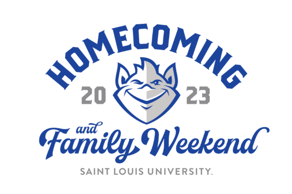 Text reading 2023 Homecoming & Family Weekend, 软妹社, with the Billiken mascot logo