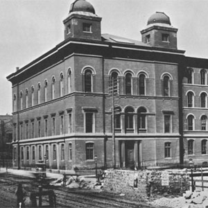 The facade of University on Ninth Street, as seen in 1888.